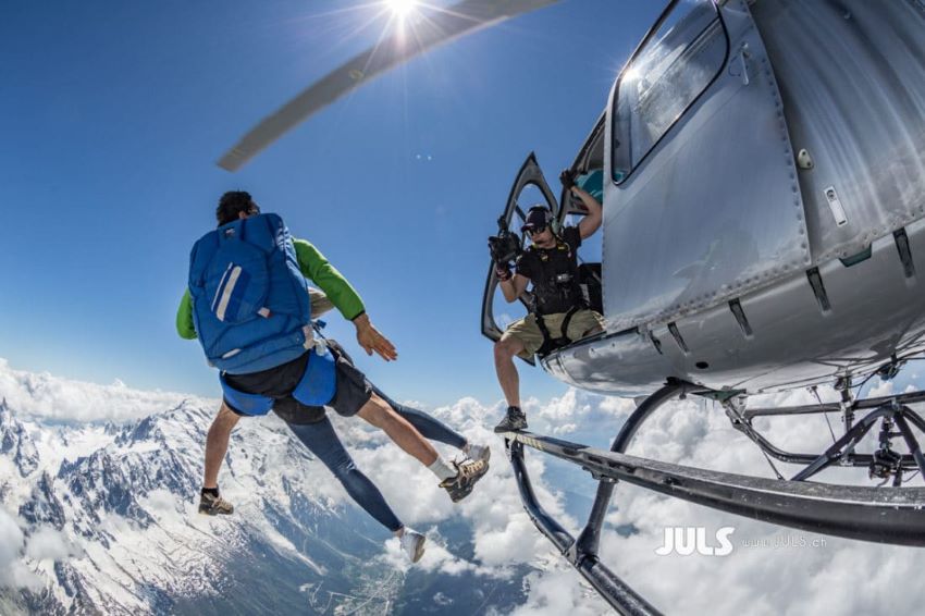 saut en parachute hélicoptère Mont Blanc Alpes Chamonix et Megève