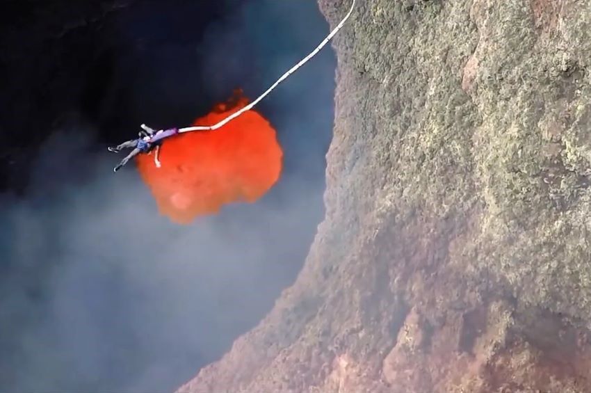 saut élastique - Volcan Villarrica (Chili)