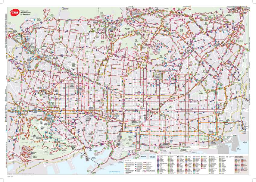 carte du réseau de bus de Barcelone
